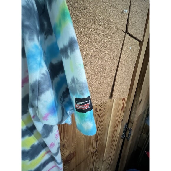 Dickies Shirt Adult XL Blue Tie Dye Pocket Short Sleeve Crew Neck Work - Picture 4 of 7